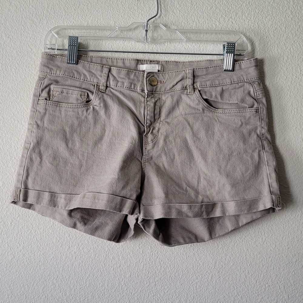 H&M Khaki Shorts Cuffed Tan Beige Cotton 5 Pocket